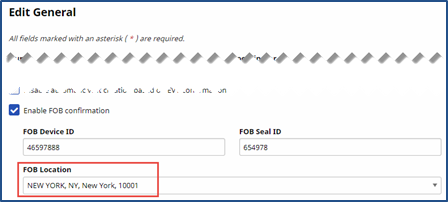 FOB Location Associated Address